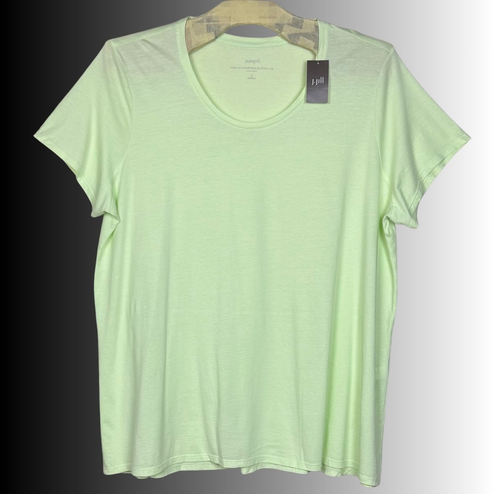 J. Jill Pure Jill Scoop-Neck Elliptical Tee Women 3X Soft Lime Minimalist Chic